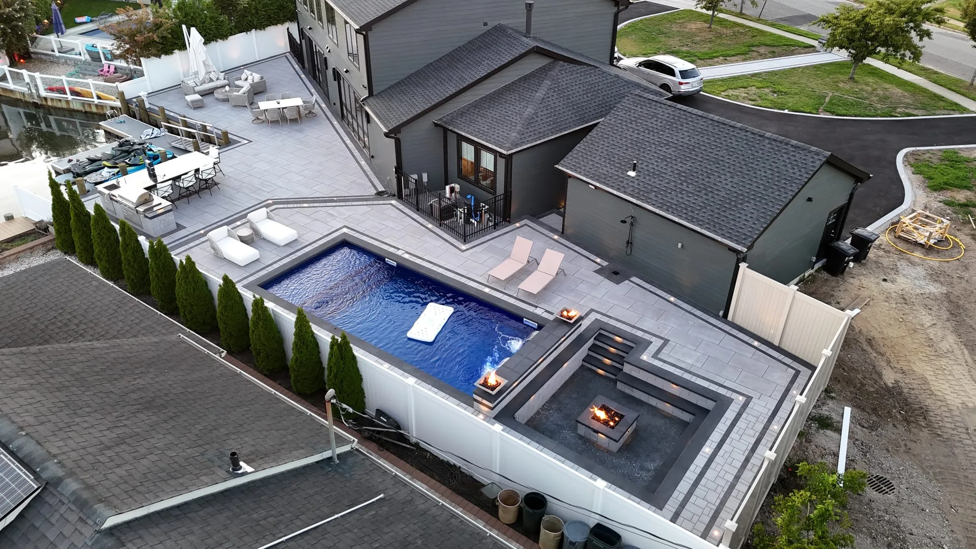 Pool and spa seen from the house side, Massapequa