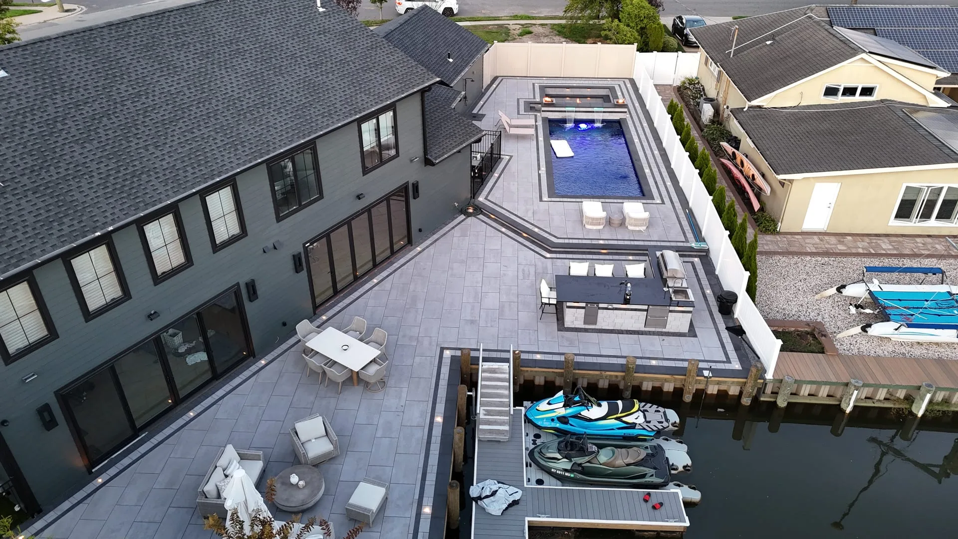 Side aerial showing the deck meeting the bulkhead, Massapequa