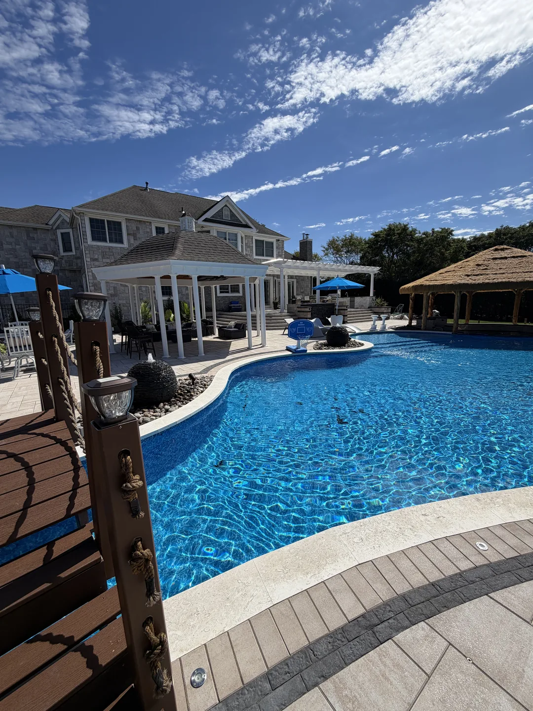The pool and deck seen from the house side, East Northport