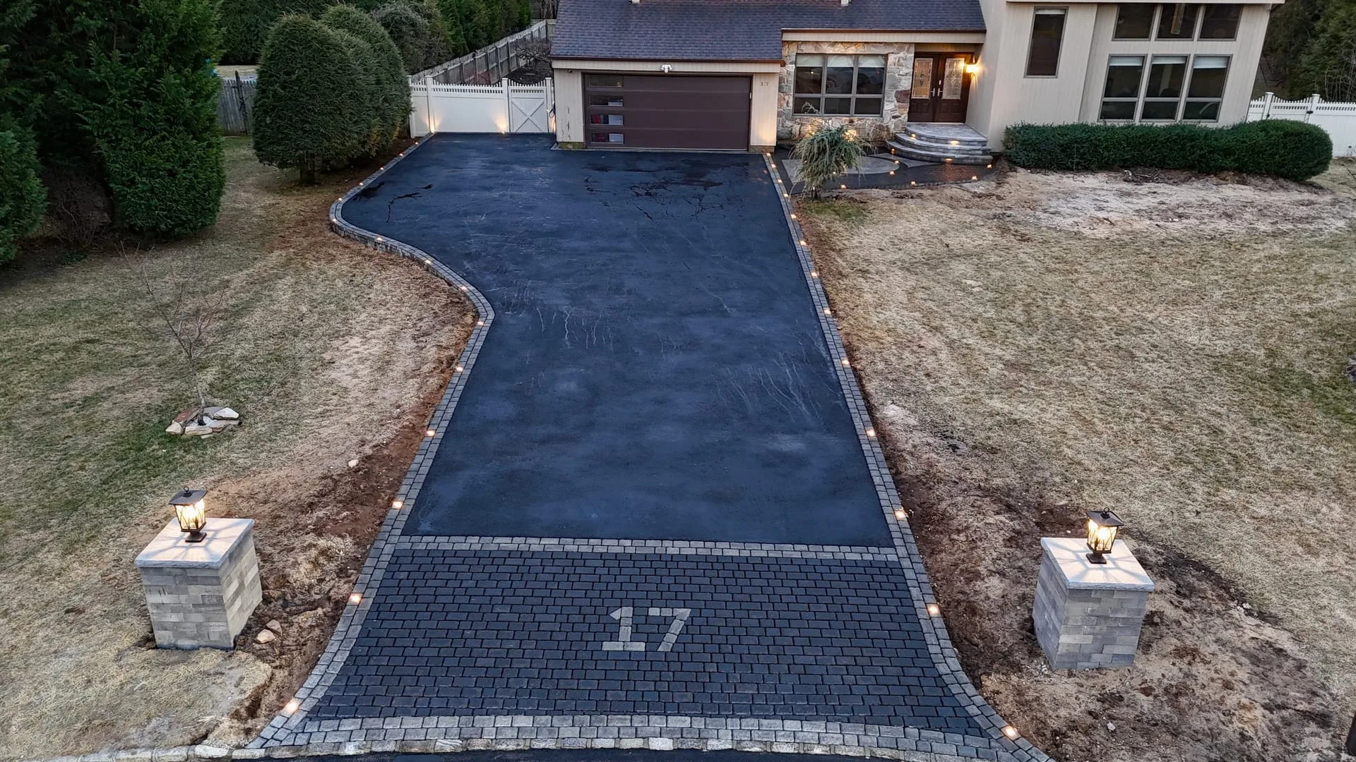Paver driveway with border in Bellmore, Long Island