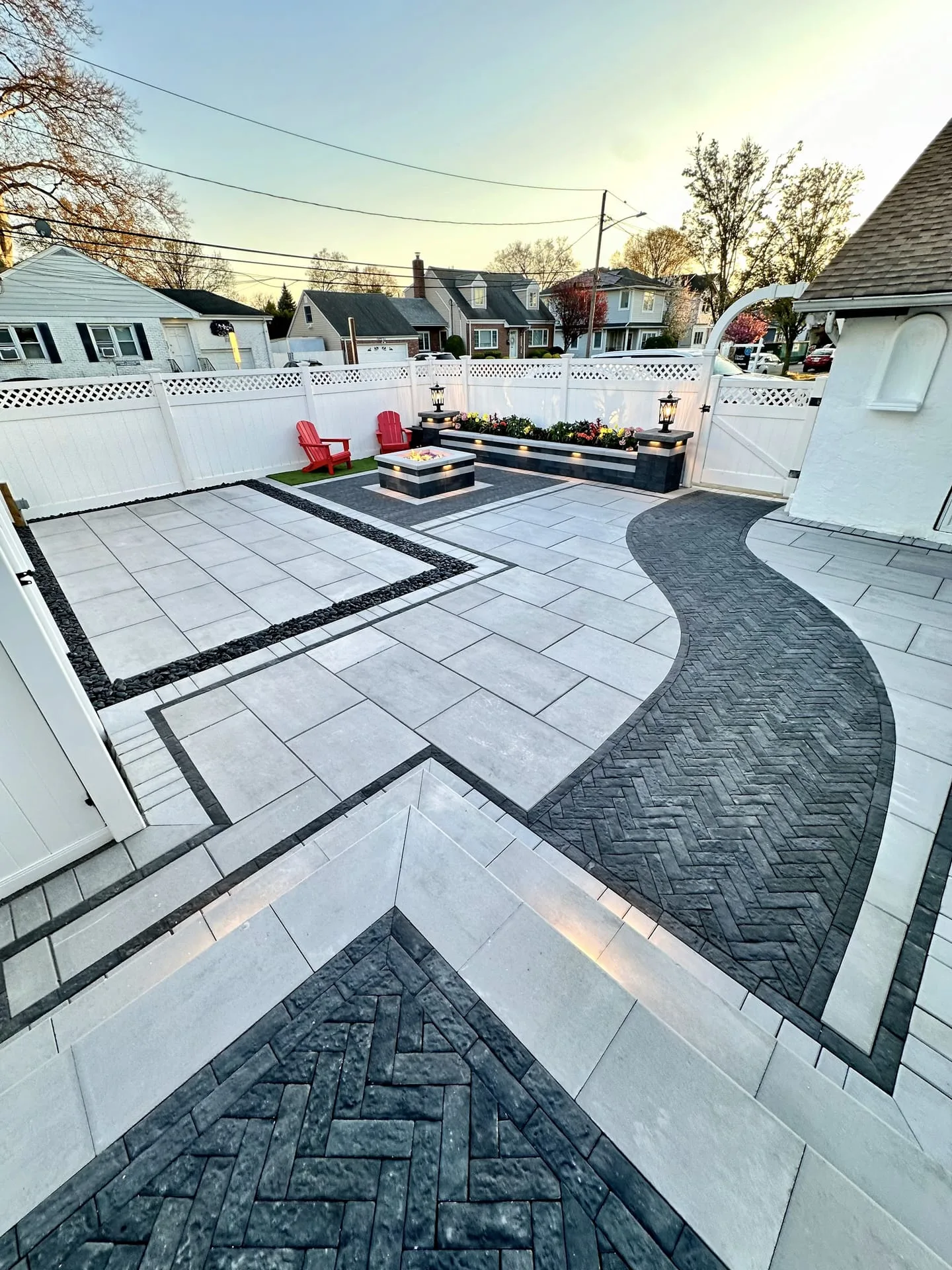 Backyard paver patio installation in Garden City, Long Island NY